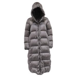 Max Mara Hooded Down Coat in Grey Polyamide